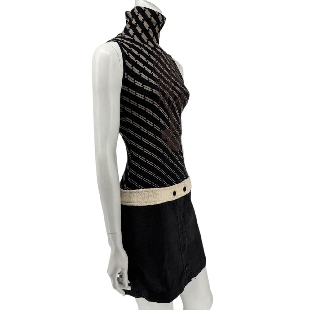 Custo Barcelona Sleeveless High-Neck Mixed-Media Mini Dress – Size 2 - Picture 16 of 16